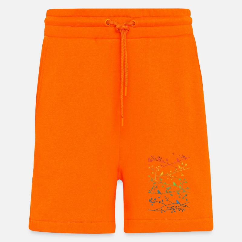 Rainbow branches and birds - Shorts - made by SPREAD - SUNSET ORANGE