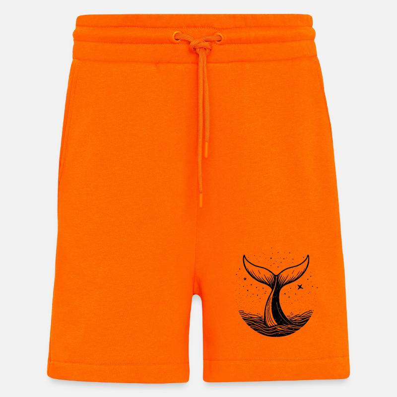 Whale Silhouette Minimal Ocean Design - Shorts - made by SPREAD - SUNSET ORANGE