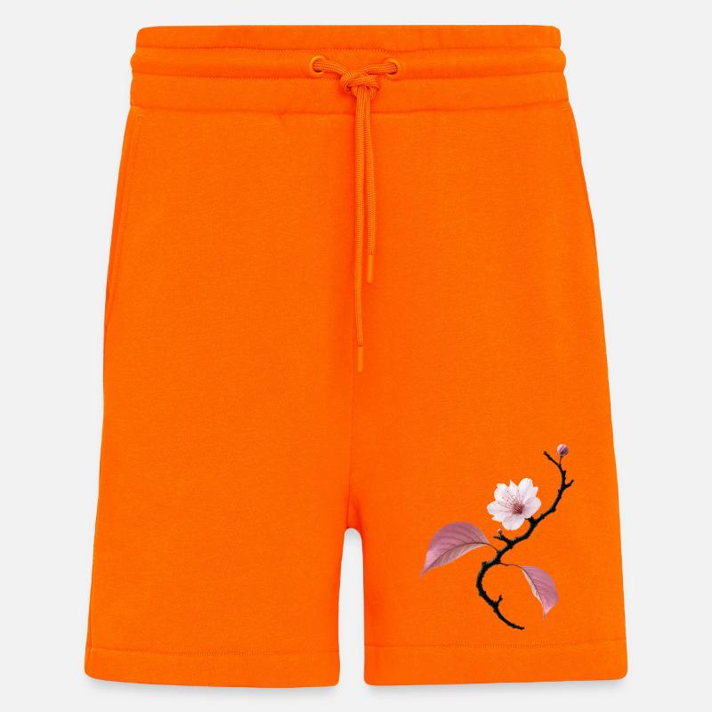 Delicate cherry blossom in ikebana style - Shorts - made by SPREAD - SUNSET ORANGE