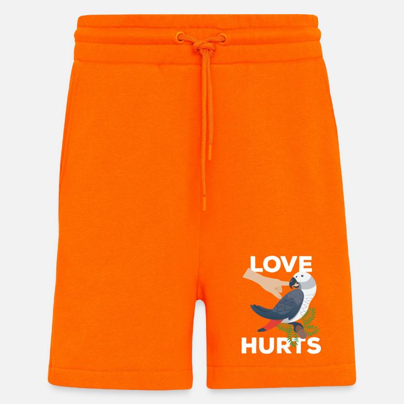 Graphique du perroquet blessé - Short bio décontracté fabriqué en UE - SUNSET ORANGE