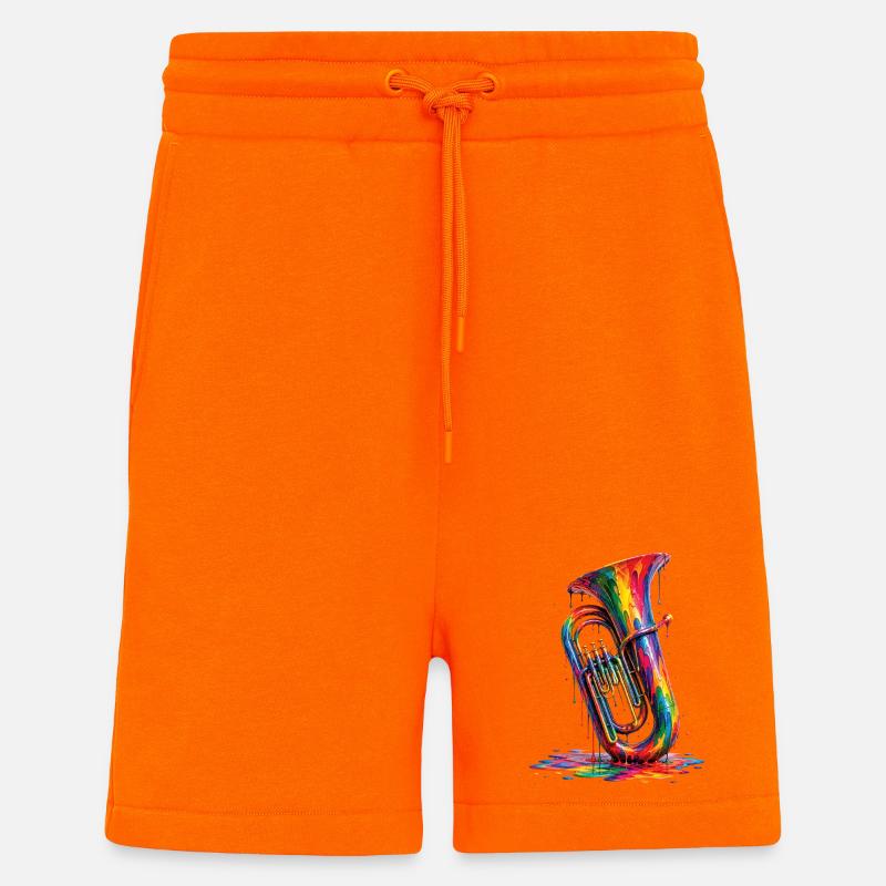 Tuba with dripping paint - Shorts - made by SPREAD - SUNSET ORANGE