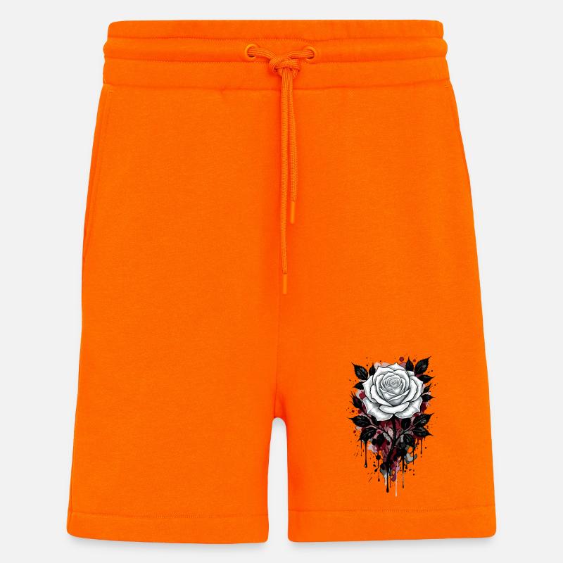 Rose, Rose Blanche, Rose et Fleurs - Short bio décontracté fabriqué en UE - SUNSET ORANGE