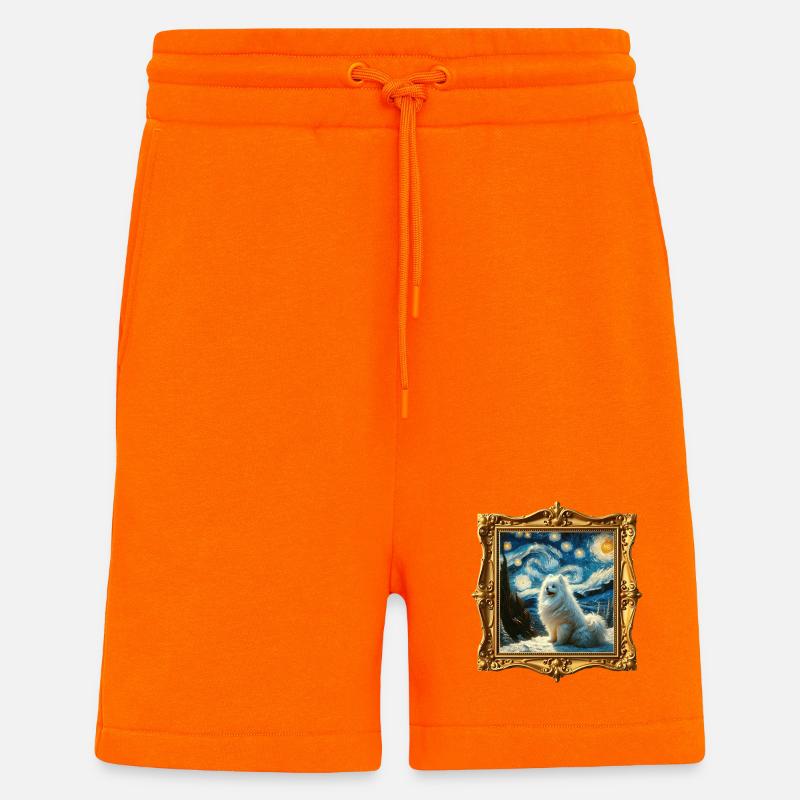 Nuit étoilée de Spitz Pomeranian - Short bio décontracté fabriqué en UE - SUNSET ORANGE
