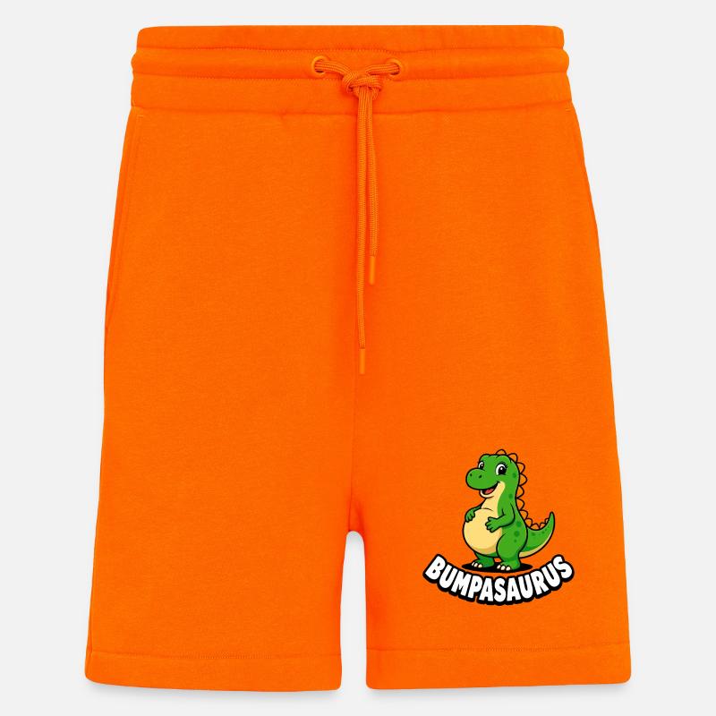 Grossesse de dinosaure Bumpasaurus enceinte - Short bio décontracté fabriqué en UE - SUNSET ORANGE