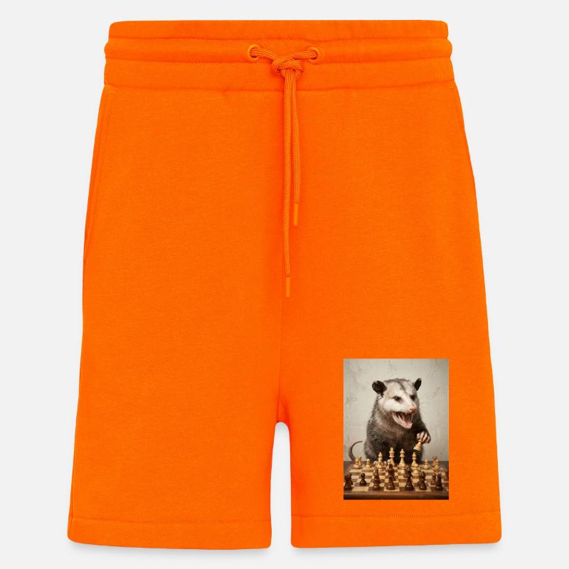 Opossum plays chess - Shorts - made by SPREAD - SUNSET ORANGE