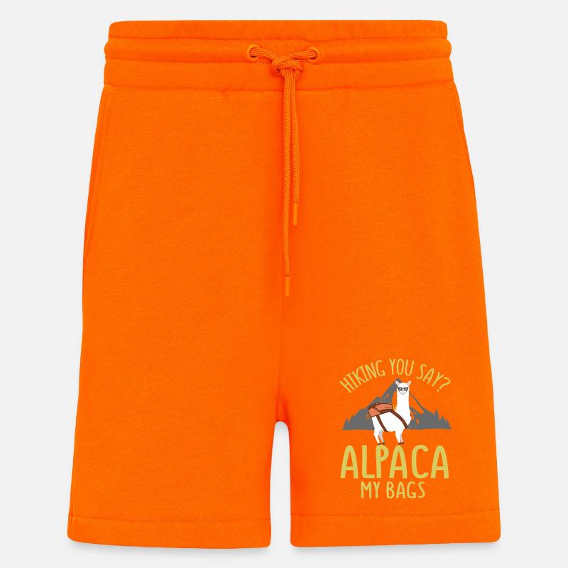 Hiking Alpaca Pun Tee - Shorts - made by SPREAD - SUNSET ORANGE