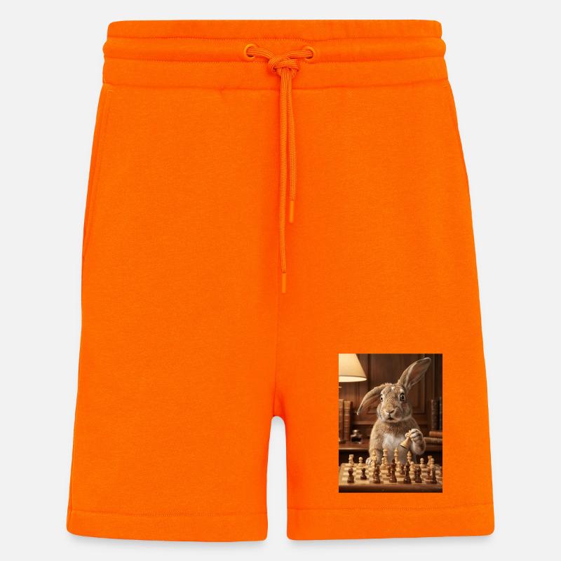 Rabbit playing chess - Shorts - made by SPREAD - SUNSET ORANGE