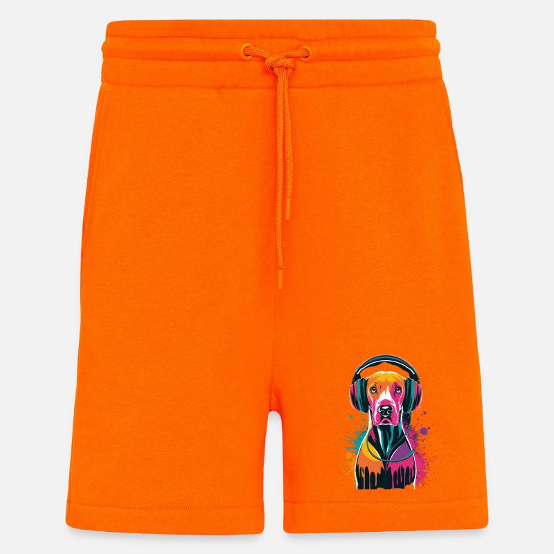 Viszla mit Kopfhörer - Shorts - made by SPREAD - SUNSET ORANGE