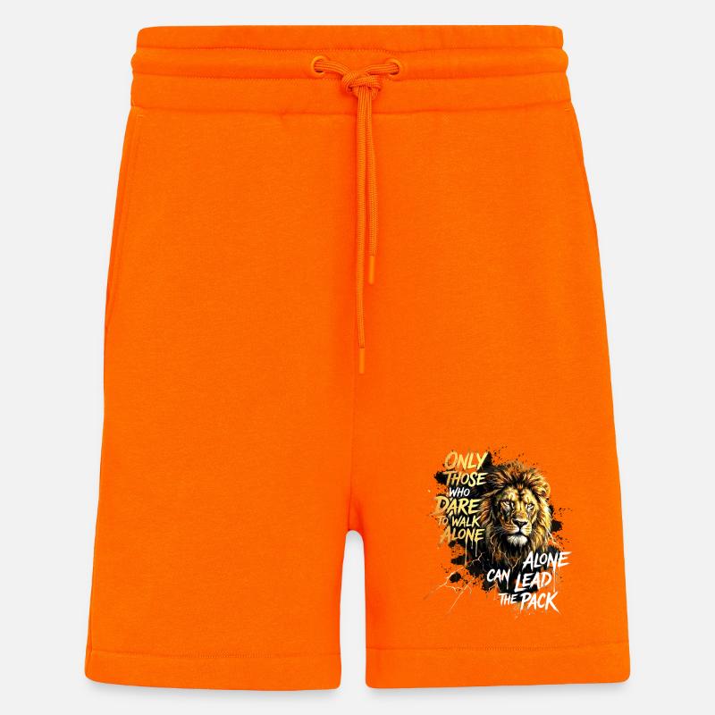 Löwe Motivation Leader Spruch - Shorts - made by SPREAD - SUNSET ORANGE