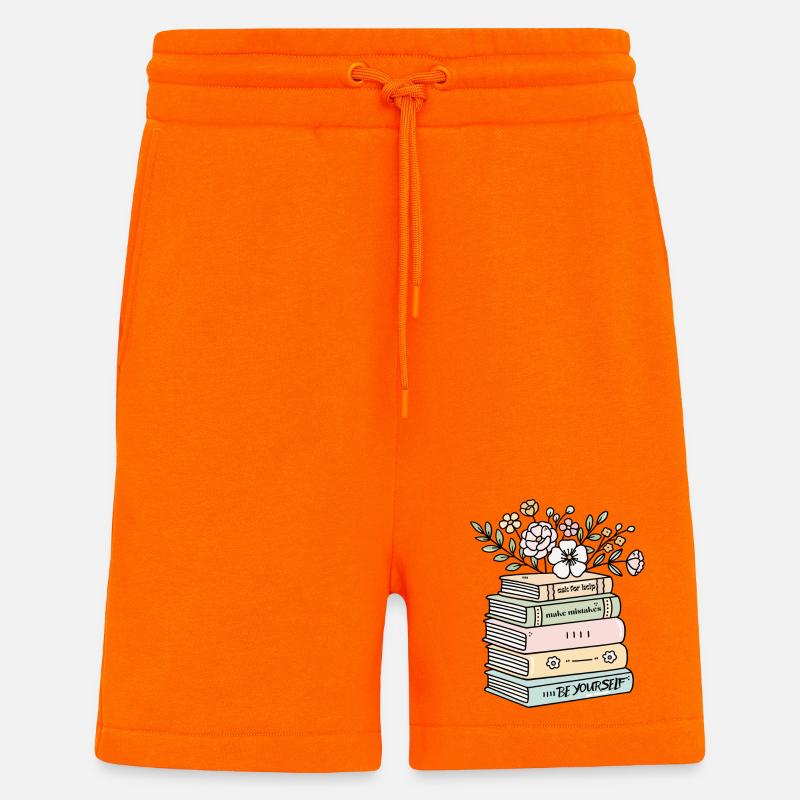 Be Yourself Book Stack Motivation - Shorts - made by SPREAD - SUNSET ORANGE