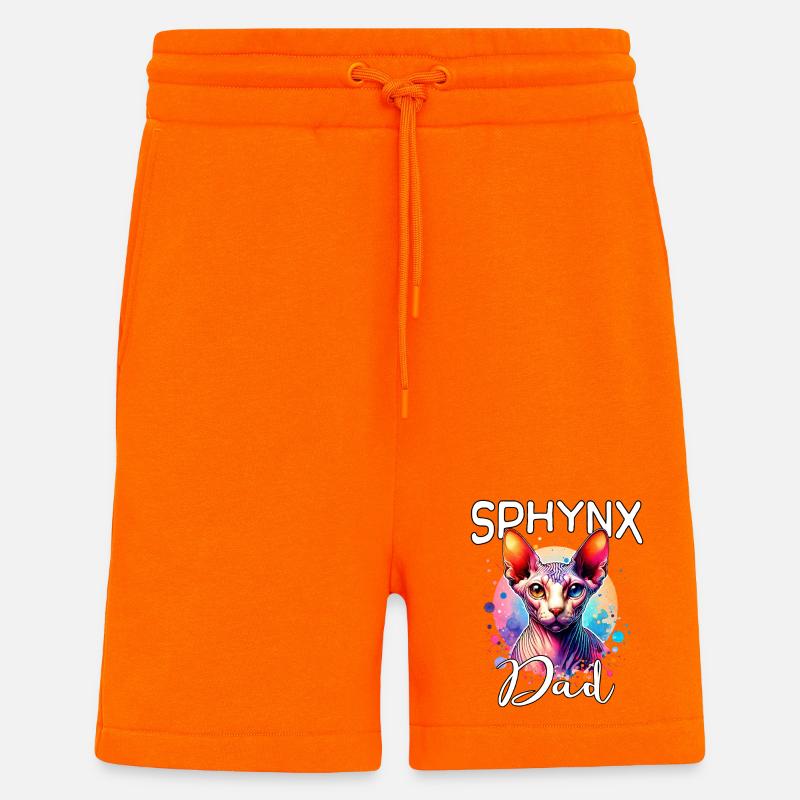 Sphynx Cat Dad - Short bio décontracté fabriqué en UE - SUNSET ORANGE