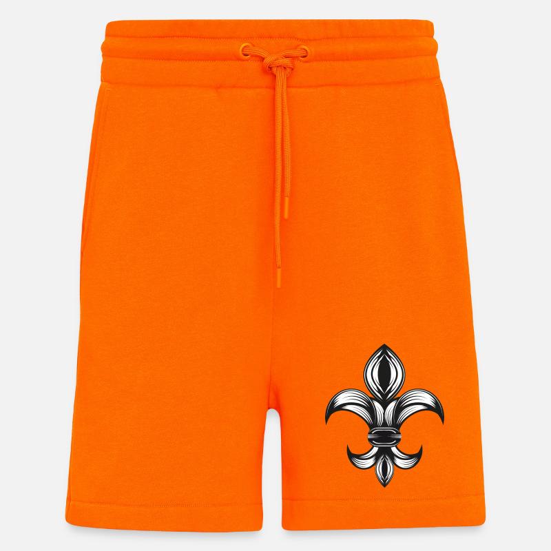 stylized iris - Fleur-de-Lys - Shorts - made by SPREAD - SUNSET ORANGE