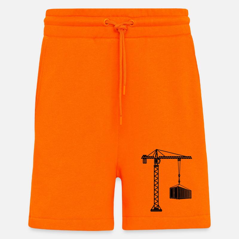 Grue de construction avec conteneur maritime - Short bio décontracté fabriqué en UE - SUNSET ORANGE