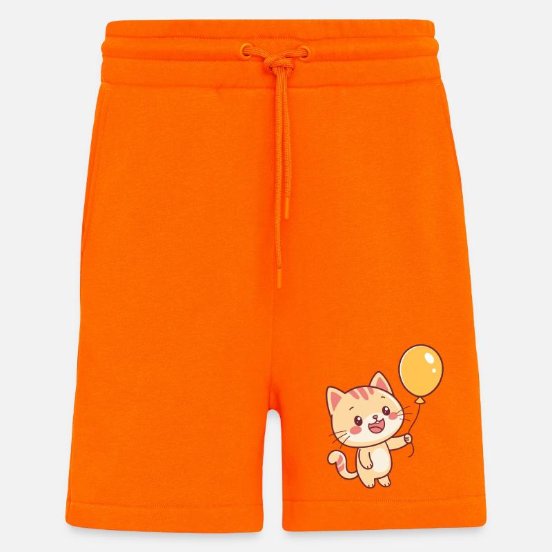 Chat Ballon Jaune Joyeux - Short bio décontracté fabriqué en UE - SUNSET ORANGE