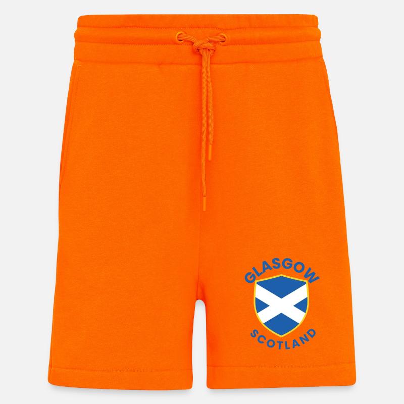 Conception du Bouclier écossais de Glasgow - Short bio décontracté fabriqué en UE - SUNSET ORANGE