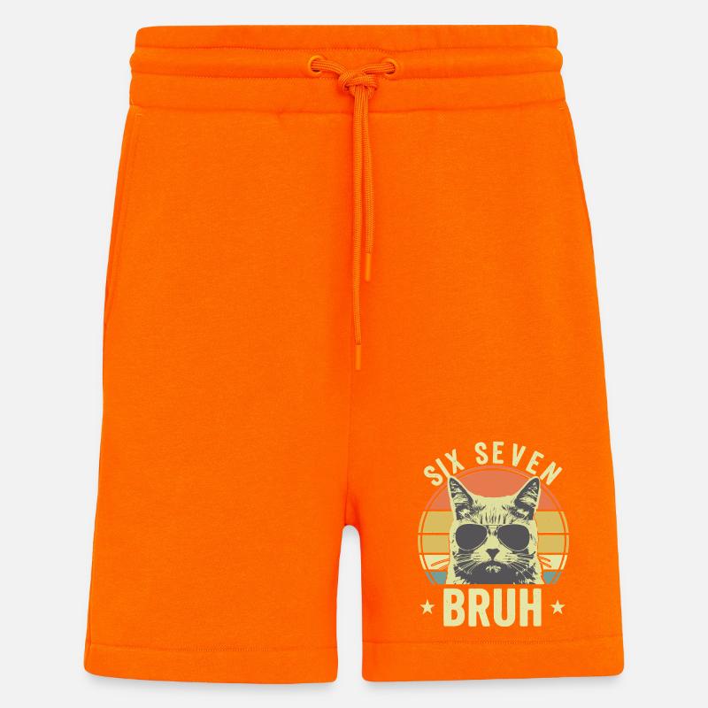 Funny 67 Bruh Cat Meme - Shorts - made by SPREAD - SUNSET ORANGE