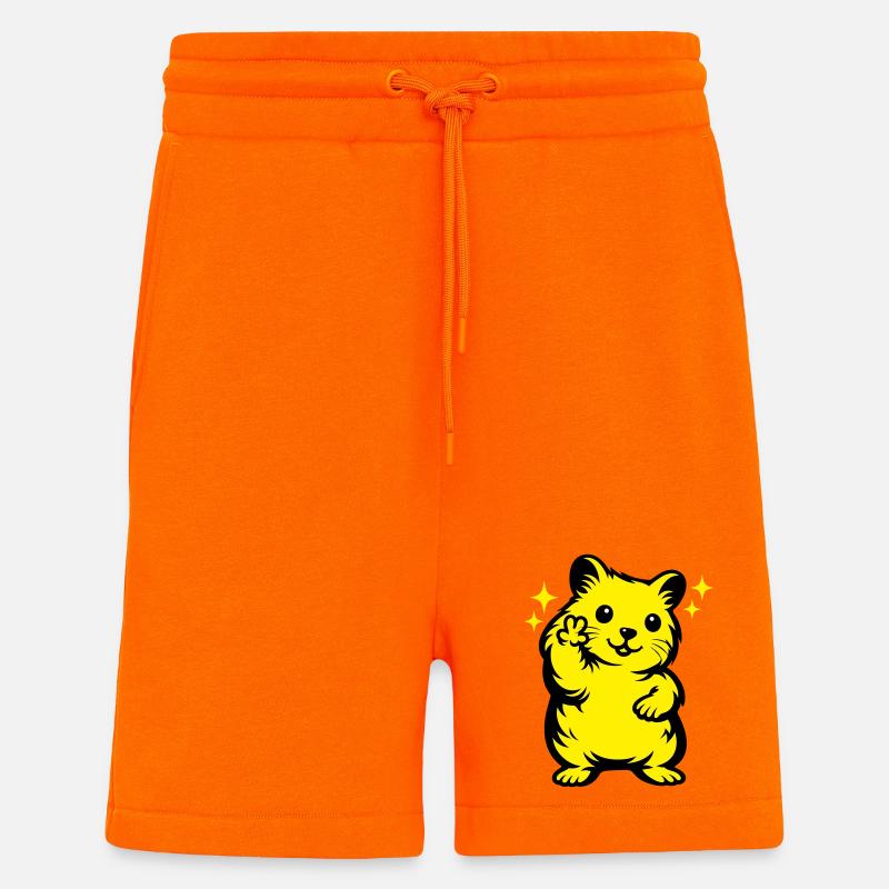 Dessin animé de hamster - Short bio décontracté fabriqué en UE - SUNSET ORANGE