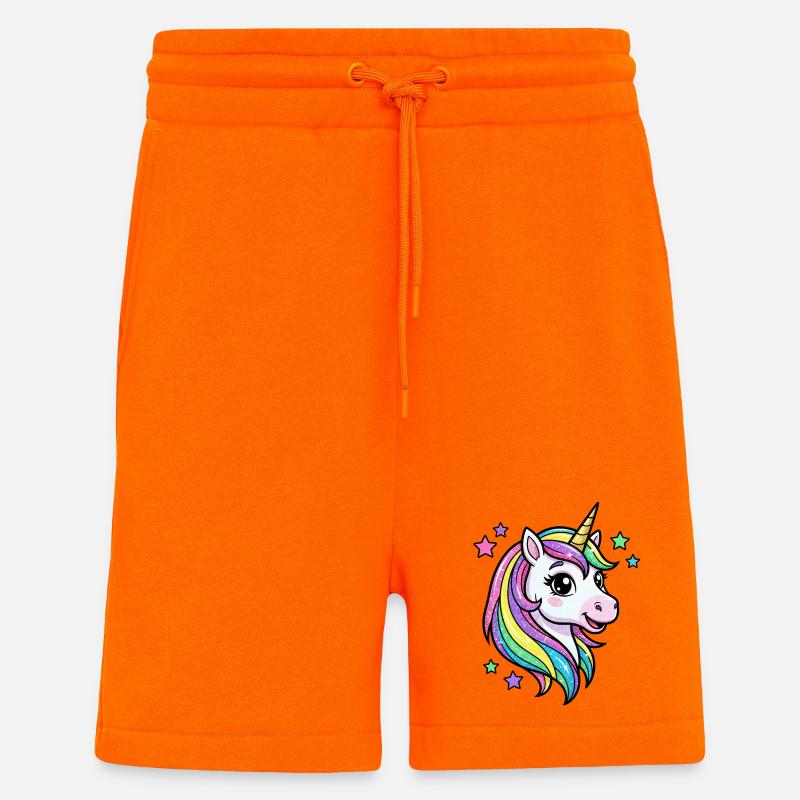 Regenbogen Einhorn Glitzerkopf - Shorts - made by SPREAD - SUNSET ORANGE
