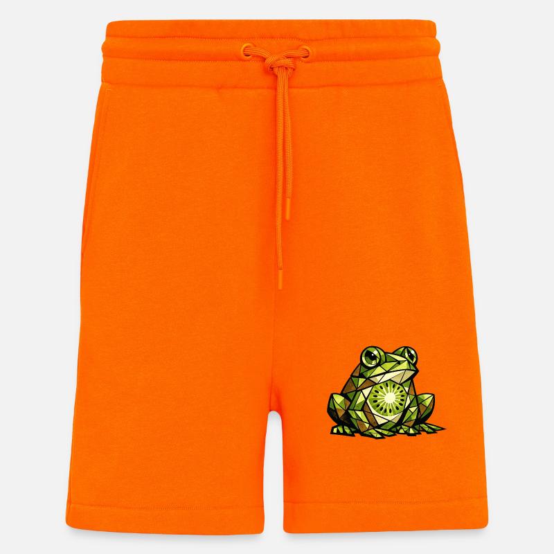 Version cubisme de grenouille kiwi - Short bio décontracté fabriqué en UE - SUNSET ORANGE