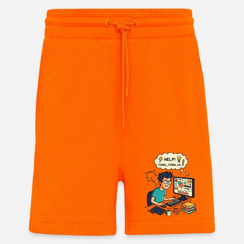 Graphic Designer Chaos Export Panic - Shorts - made by SPREAD - SUNSET ORANGE