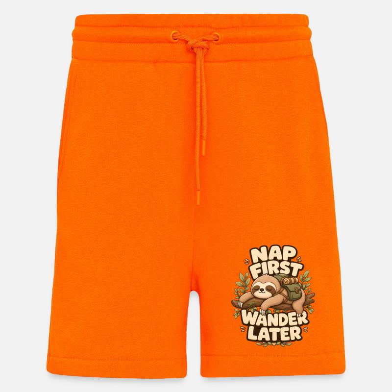 Première sieste, Errance, puis Paresseux - Short bio décontracté fabriqué en UE - SUNSET ORANGE