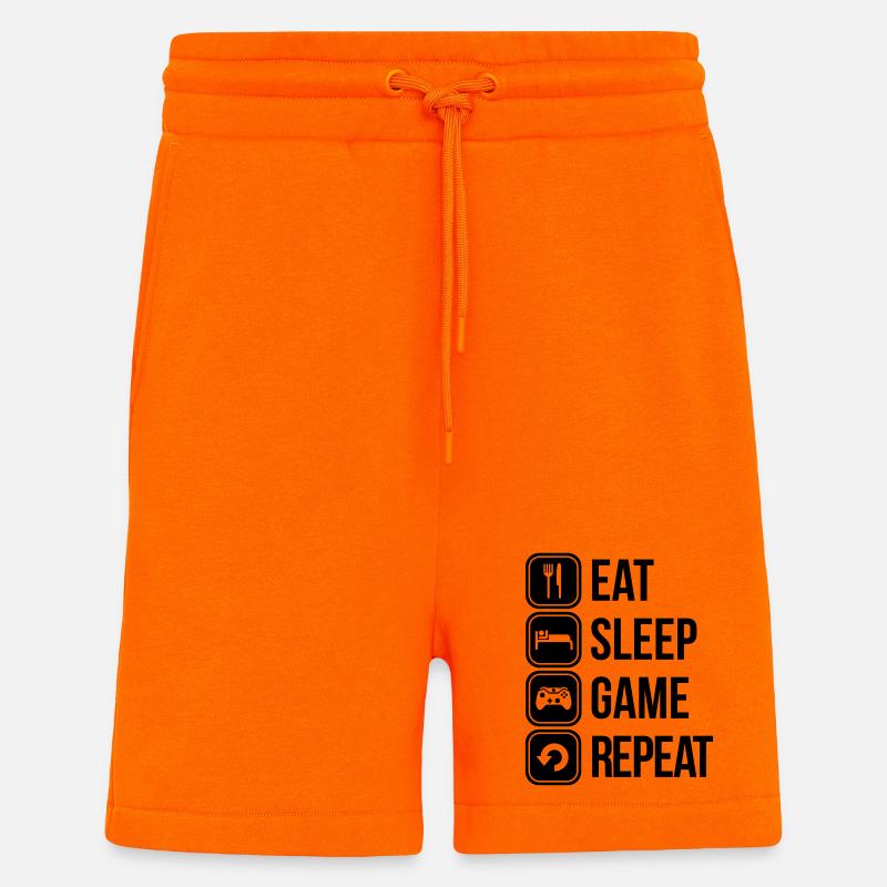 eat sleep game repeat spiele - Shorts - made by SPREAD - SUNSET ORANGE
