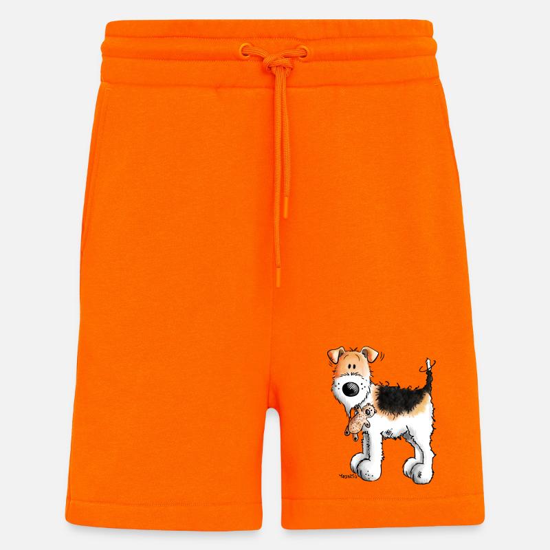 Foxterrier mit Teddy - Teddys - Plüschtier - Hund - Shorts - made by SPREAD - SUNSET ORANGE