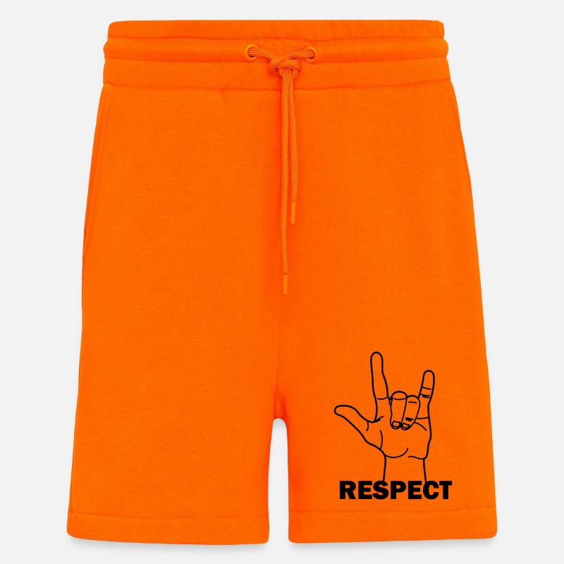 Hand gesture respect with text RESPECT - Shorts - made by SPREAD - SUNSET ORANGE