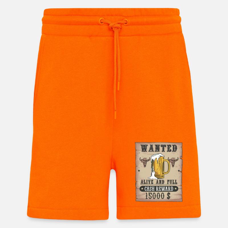 Bier Wanted lustiges Biertrinker Design - Shorts - made by SPREAD - SUNSET ORANGE