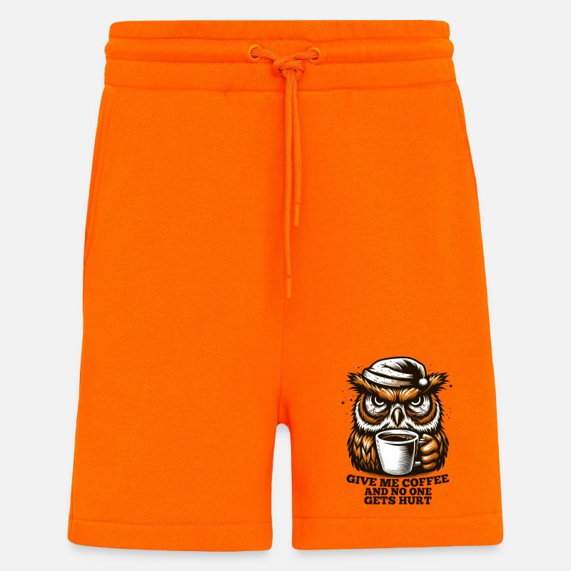 Eule Kaffee müde Geschenk - Shorts - made by SPREAD - SUNSET ORANGE