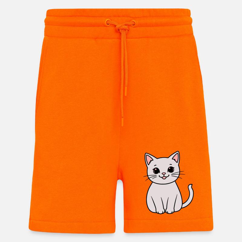chaton gris - Short bio décontracté fabriqué en UE - SUNSET ORANGE