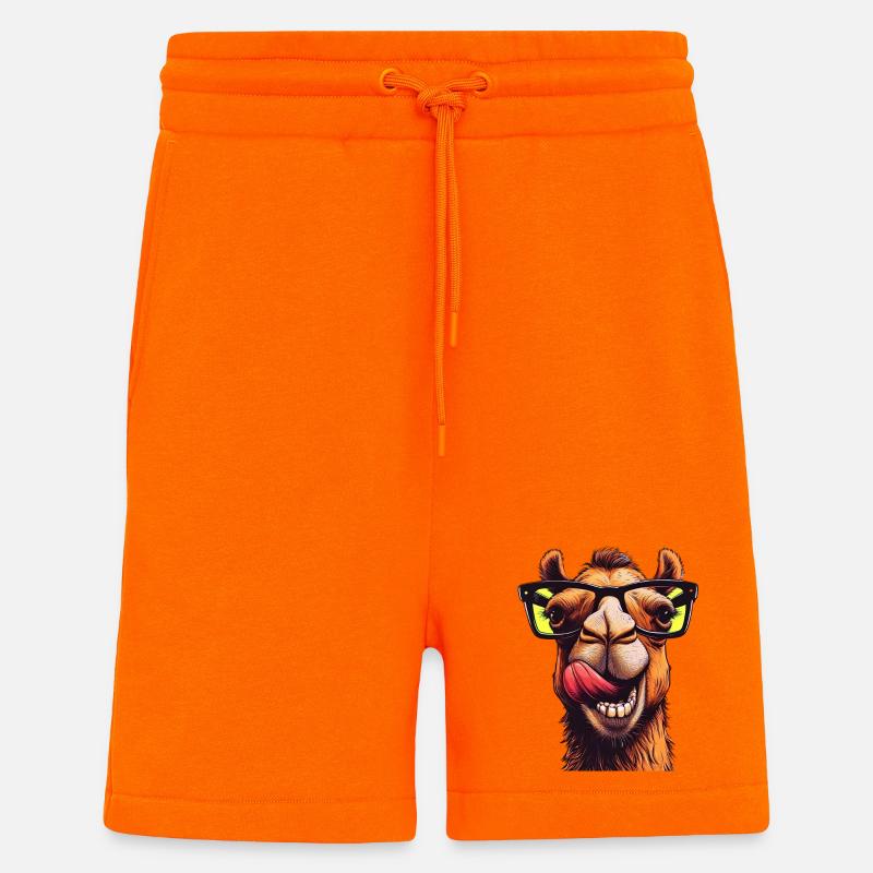 Camel avec lunettes de soleil - Short bio décontracté fabriqué en UE - SUNSET ORANGE