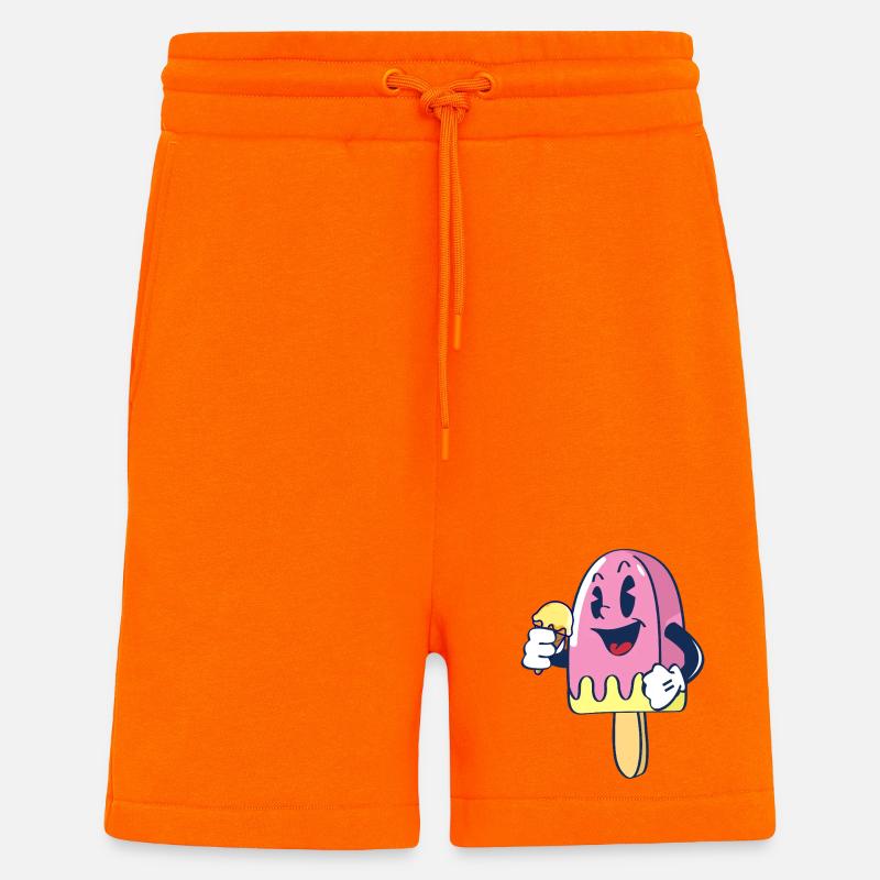 Fröhlicher Kindereis Charakter Eiscreme Eis - Shorts - made by SPREAD - SUNSET ORANGE