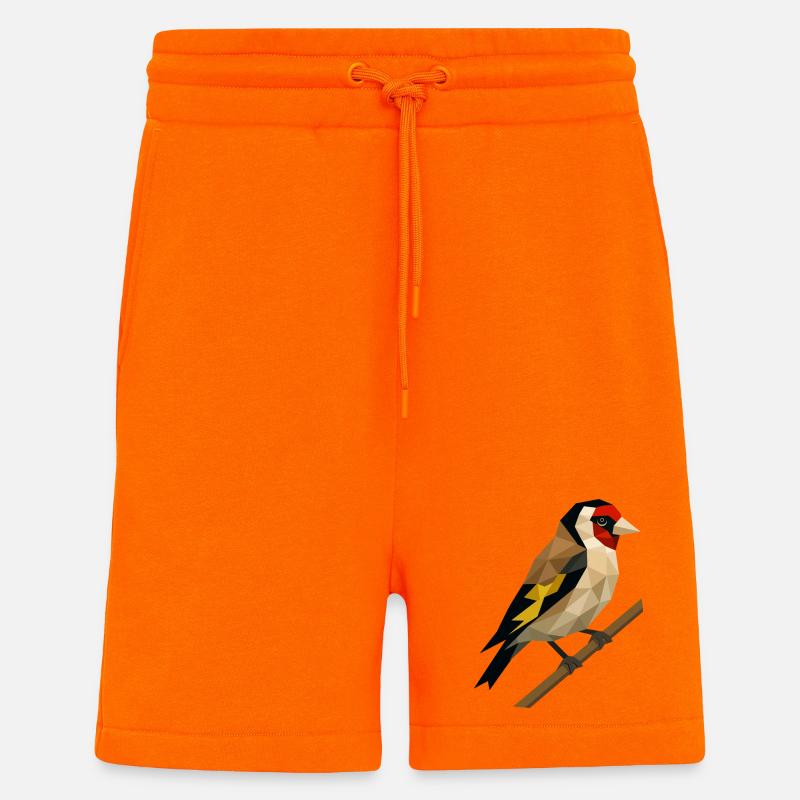 Polygonal Goldfinch – Geometric Elegance - Shorts - made by SPREAD - SUNSET ORANGE