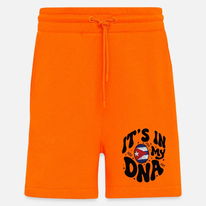 ADN cubain Cuba Drapeau hispanique - Short bio décontracté fabriqué en UE - SUNSET ORANGE