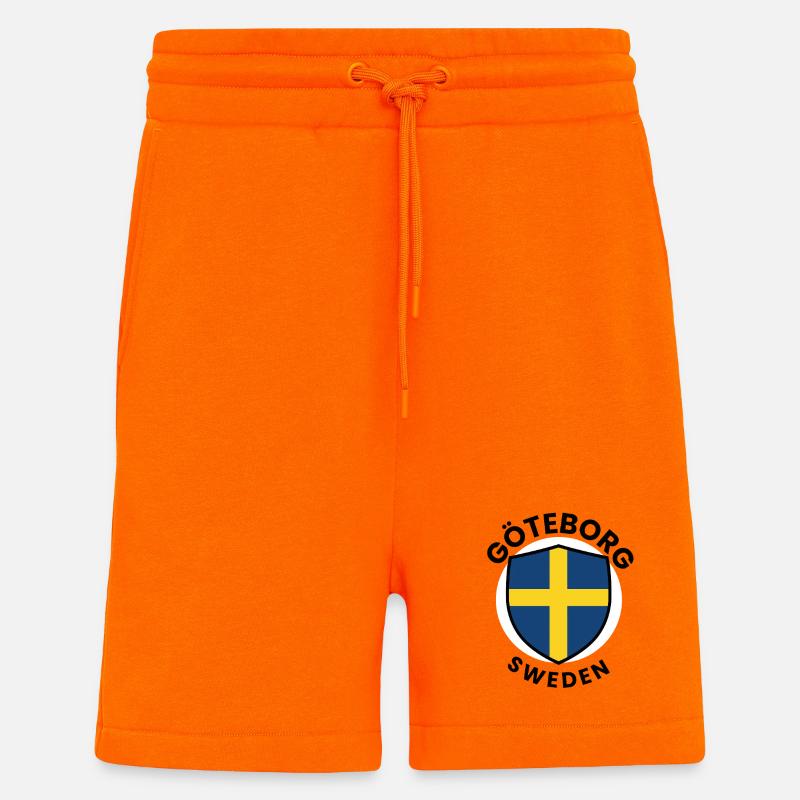 Bouclier du drapeau de Göteborg - Short bio décontracté fabriqué en UE - SUNSET ORANGE