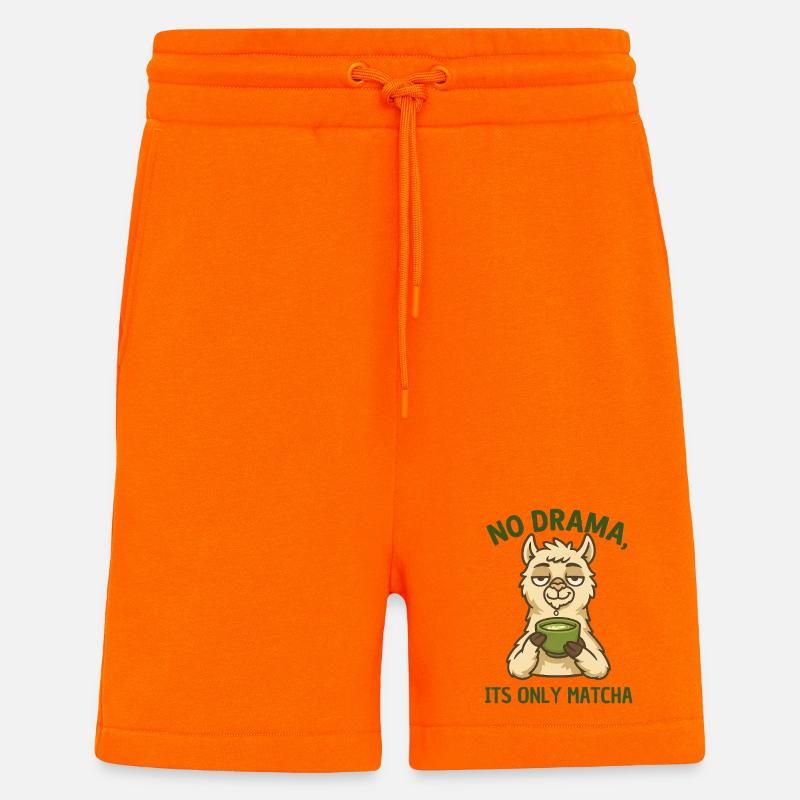 Lama Matcha Rest – Pas de drame - Short bio décontracté fabriqué en UE - SUNSET ORANGE