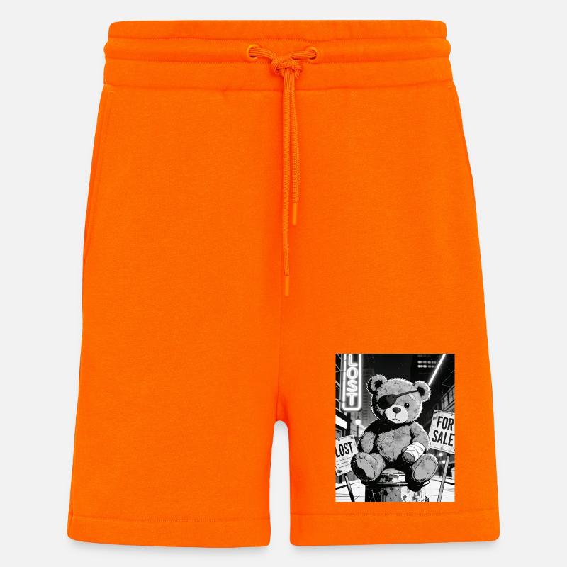 Ours néon noir avec cache-œil - Short bio décontracté fabriqué en UE - SUNSET ORANGE