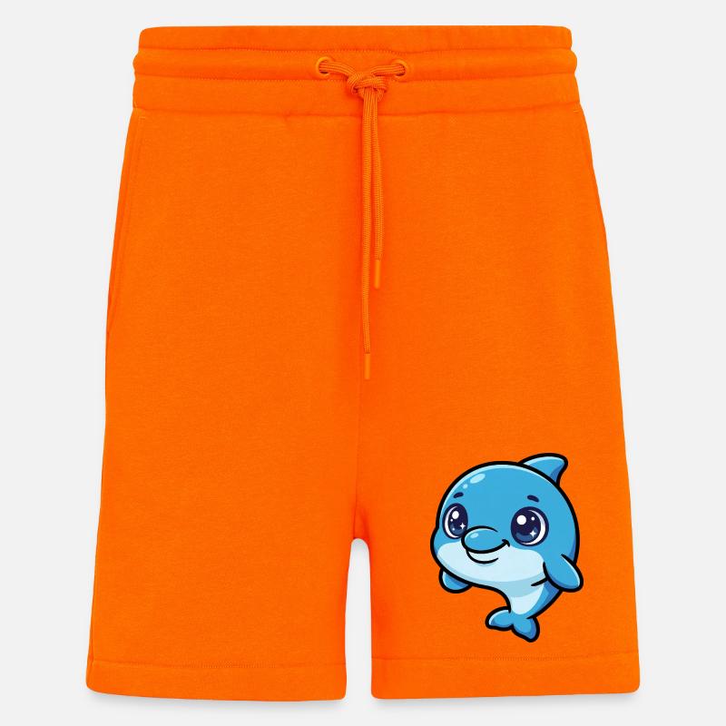 Lachender Delfin Cartoon Blau - Shorts - made by SPREAD - SUNSET ORANGE