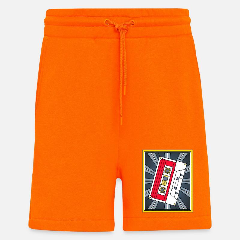 Illustration de cassette en vitrail - Short bio décontracté fabriqué en UE - SUNSET ORANGE
