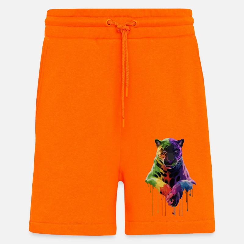 Schwarzer Panther Großkatze - Shorts - made by SPREAD - SUNSET ORANGE