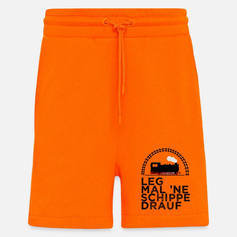 Dampflok Schiene Schippe drauf Kohle - Shorts - made by SPREAD - SUNSET ORANGE