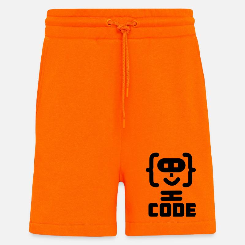 Hacker-Programmierer-Code-Logo mit Text CODE - Shorts - made by SPREAD - SUNSET ORANGE