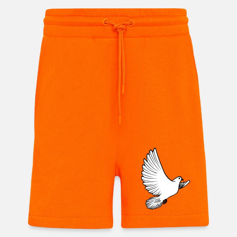 Weiße Taubenbrieftaube Ziertaube oder Friedenstaube - Shorts - made by SPREAD - SUNSET ORANGE