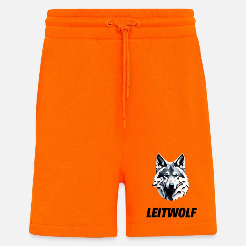 Wolfskopf mit Leitwolf Schriftzug - Shorts - made by SPREAD - SUNSET ORANGE