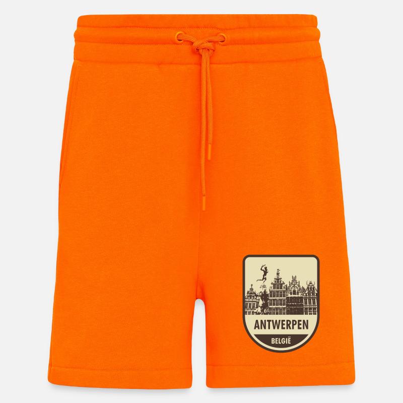 Antwerpen Stadtbild Schild - Shorts - made by SPREAD - SUNSET ORANGE