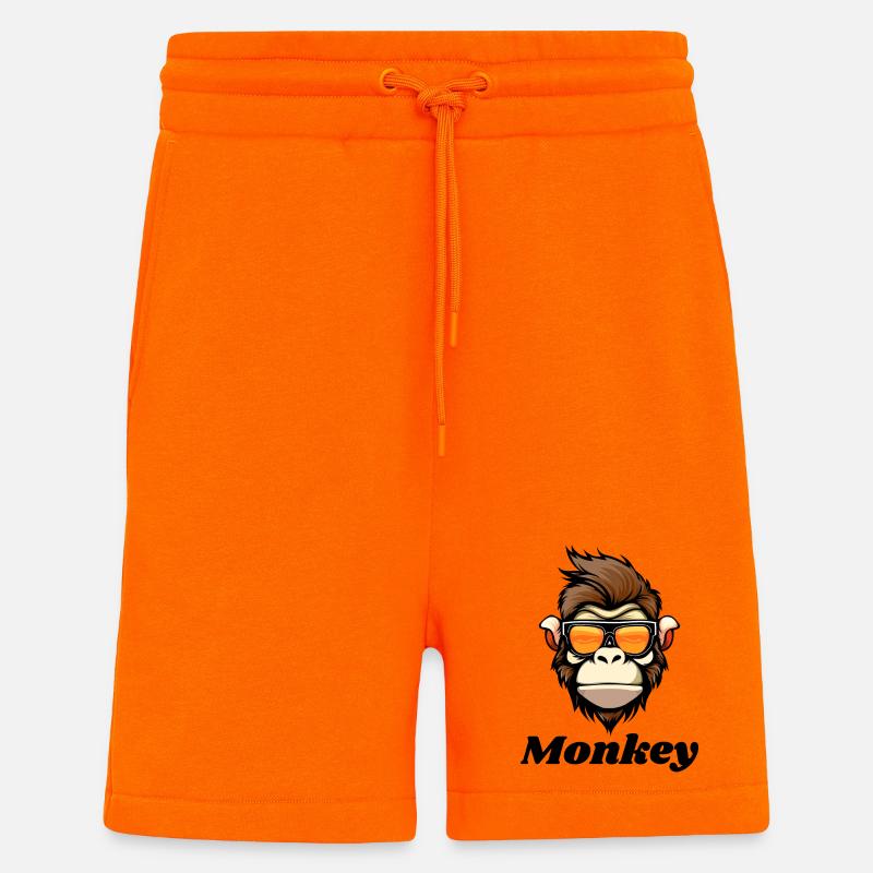 monkey, singe, primate - Short bio décontracté fabriqué en UE - SUNSET ORANGE
