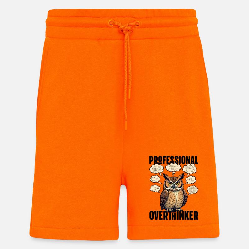 Professional Overthinker – Eule mit Gedankenblasen - Shorts - made by SPREAD - SUNSET ORANGE