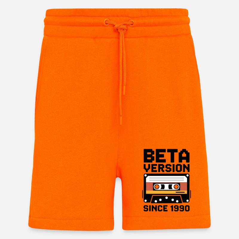 Conception d’impression de cassette rétro - Short bio décontracté fabriqué en UE - SUNSET ORANGE