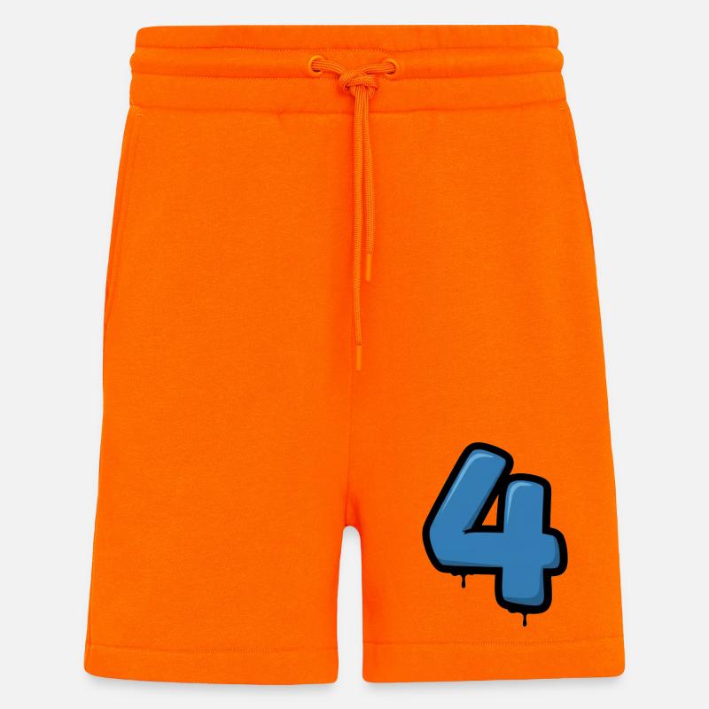 Graffiti Blue 4 chiffres Design - Short bio décontracté fabriqué en UE - SUNSET ORANGE